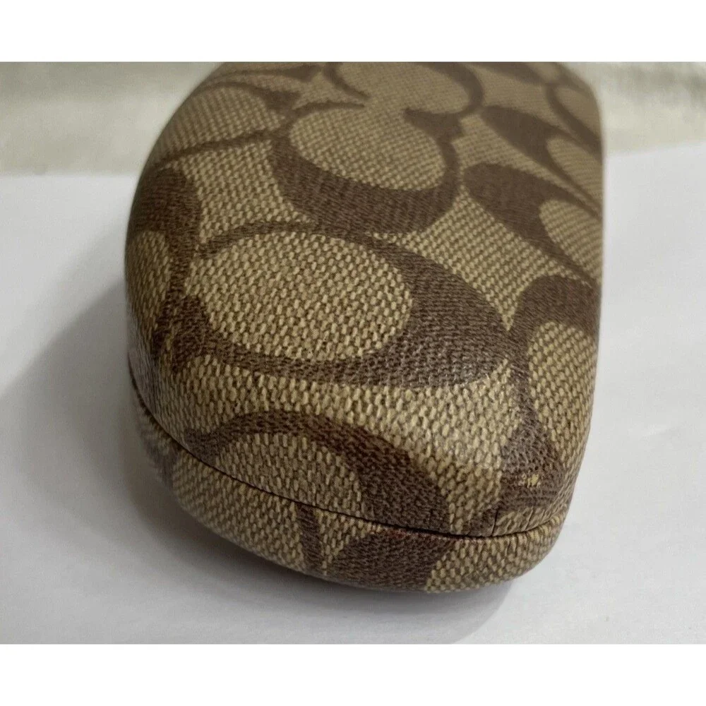 Coach signature C print hard clamshell sunglasses case in brown